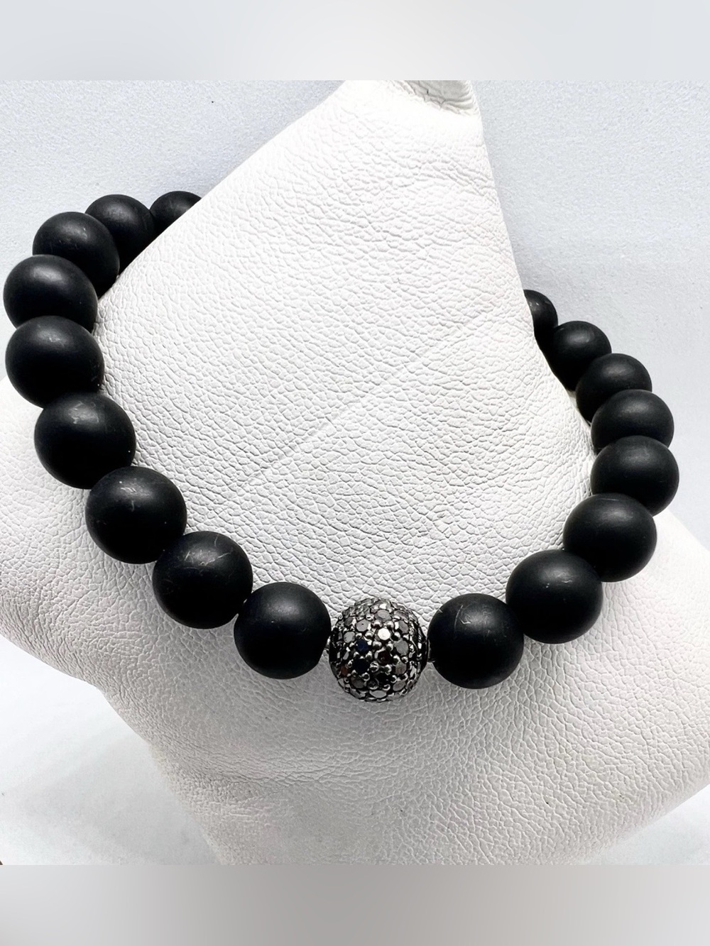 David Yurman Matte Onyx and Black Diamond spiritual bead bracelet